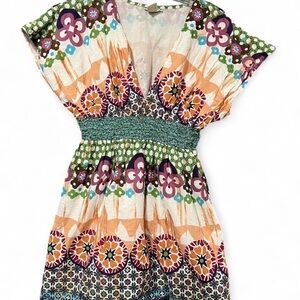 Floral Print Midi Dress - Multicolor